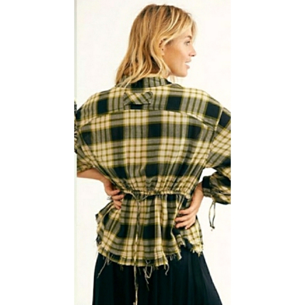 NWT We The Free Pacific Dawn Plaid Peplum Top XS - Picture 5 of 11